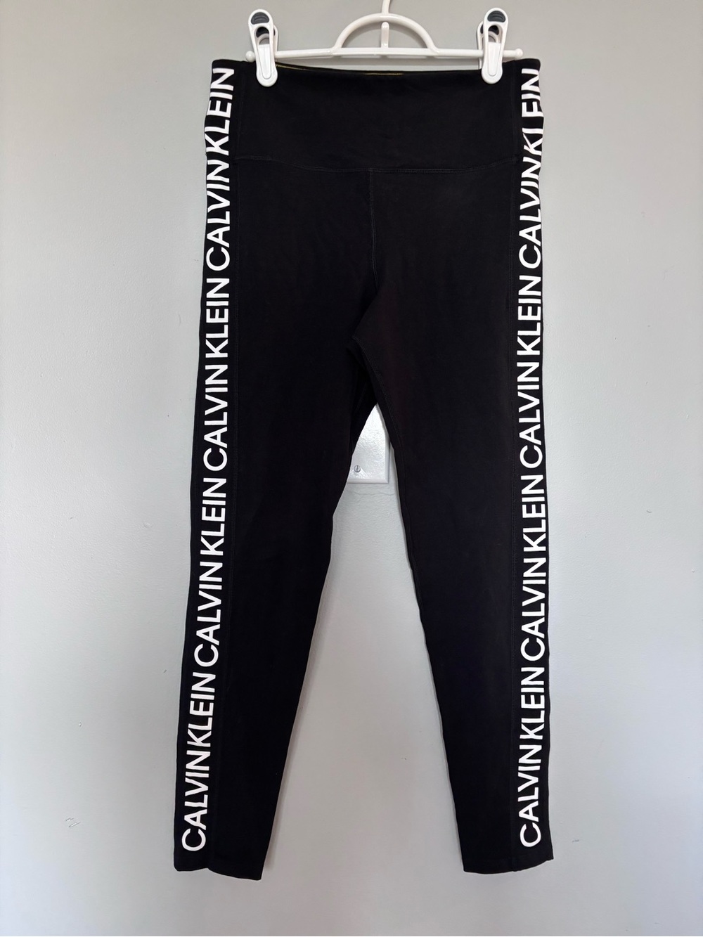 Calvin Klein Black Leggings with White Side Logo